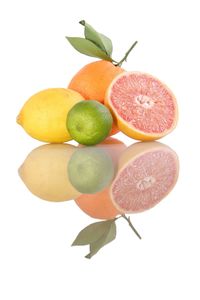 Close-up of fruit over white background