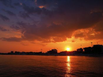 Scenic view of sea at sunset