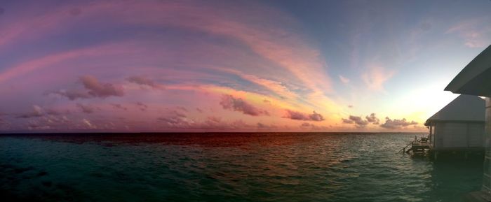 Scenic view of sea against sky at sunset