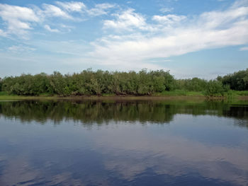 Scenic view of lake against sky