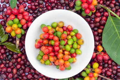 High angle view of fruits in bowl