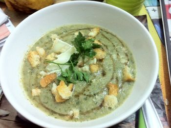 Close-up of soup in bowl