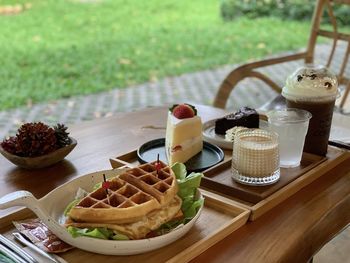 Dessert set with coffees