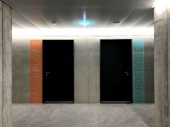 Closed door of building