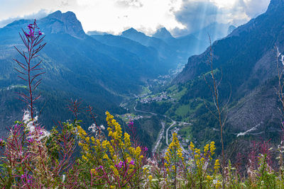 Scenic view of mountains against sky