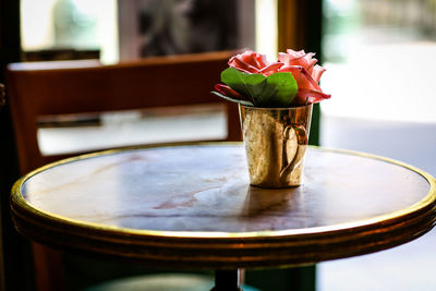 Close-up of vase on table