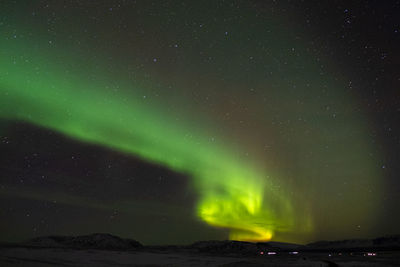 Scenic view of aurora borealis in iceland