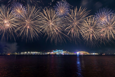 Fireworks in yas bay for celebrating public holiday in abu dhabi