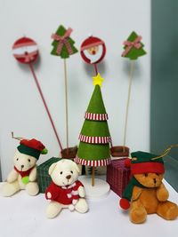 Close-up of christmas decorations hanging