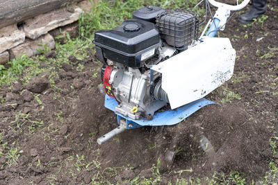 High angle view of garbage on field
