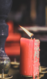 Close-up of burning candle