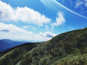 Low angle view of mountains against sky