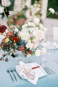 Close-up of flowers on table