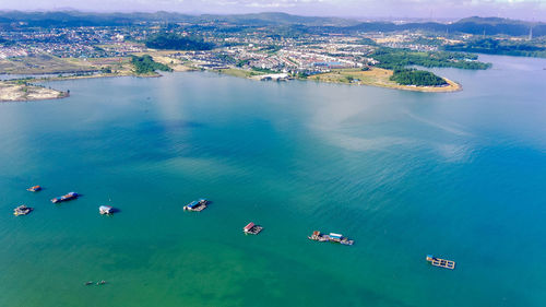 High angle view of sea and shore in batam