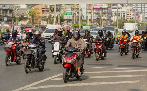 Vehicles on road in city