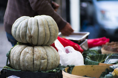 Close-up of pumpkin for sale at market