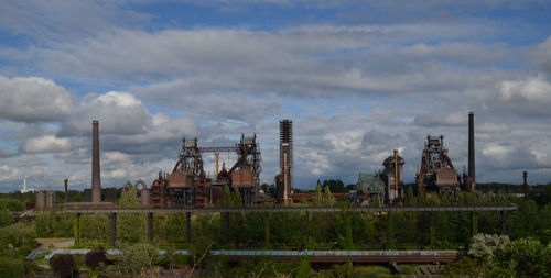 Old blast furnaces  against sky landschaftspark duisburg nord 