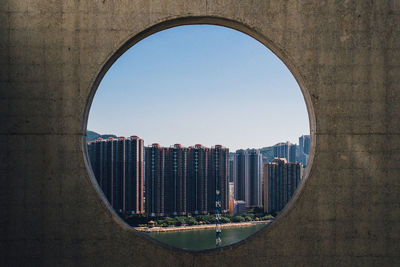 Buildings against clear sky