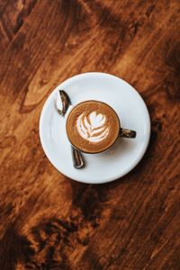 High angle view of coffee on table