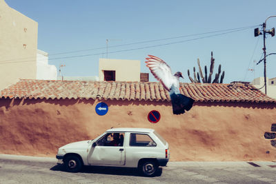 Car on road against clear sky