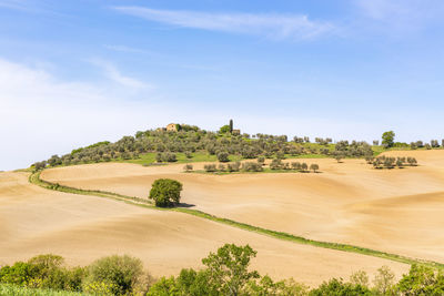 Scenic view of land against sky