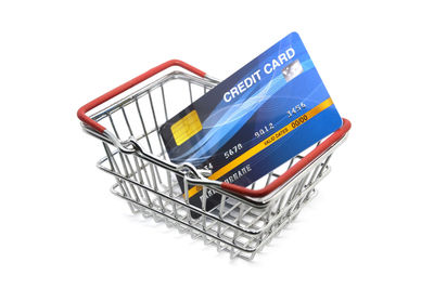 High angle view of information sign on white background