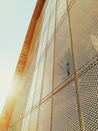 Low angle view of modern building against clear sky