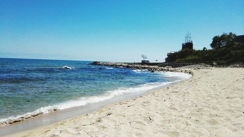 Scenic view of sea against clear sky