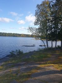 Scenic view of lake against sky