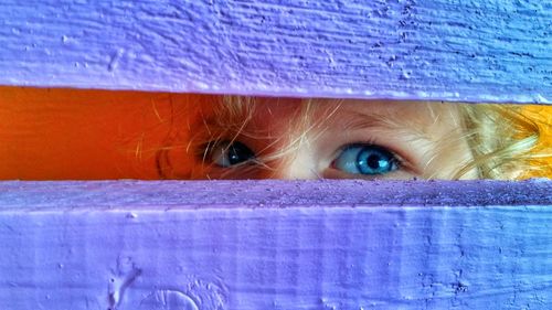 Close-up portrait of a girl with blue eyes