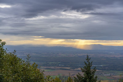 Scenic view of landscape against sky during sunset