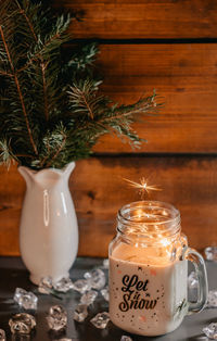 Close-up of coffee served on table