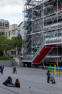 Paris, france. detail of the front façade of the famous centre pompidou building