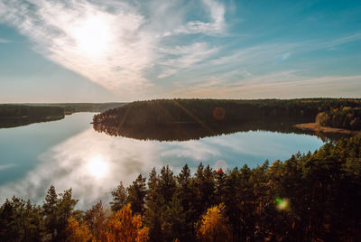 View from the observation tower on lake baltieji lakajai in labanoras regional park, lithuania. 