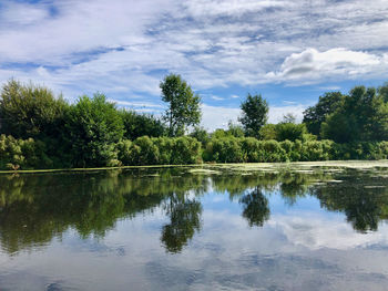 Scenic view of lake against sky