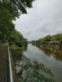 Scenic view of river against cloudy sky