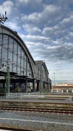 Railroad station against sky