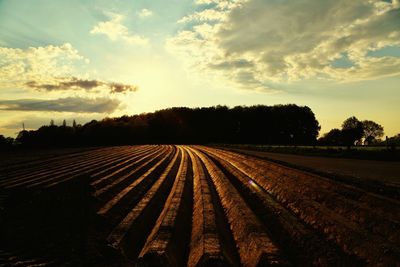 Scenic view of landscape against sky during sunset