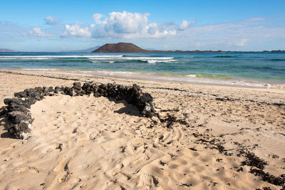 Scenic view of beach against sky