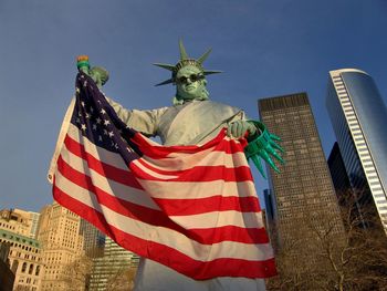 Low angle view of american flag