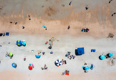 High angle view of people on beach