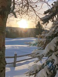 Scenic view of frozen lake against sky during winter