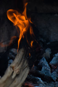 Close-up of bonfire at night