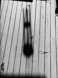 Close-up of hand on boardwalk