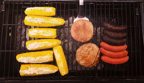 Close-up of bread on barbecue grill