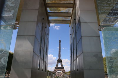 Low angle view of eiffel tower