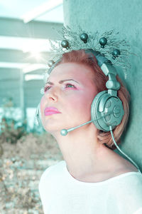 Close-up portrait of a young woman