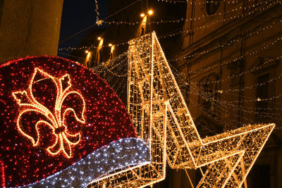 Illuminated christmas tree at night