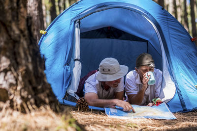 People in tent