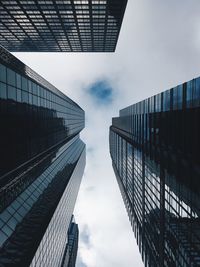 Directly below shot of modern buildings against sky